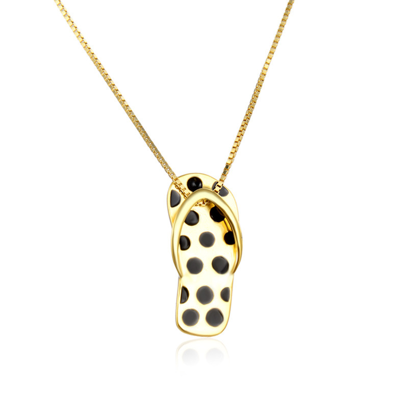 Diseño creativo estampado de leopardo zapatillas colgante europeo y americano exagerado s925 plata goteo clavícula cadena collar moda para las mujeres