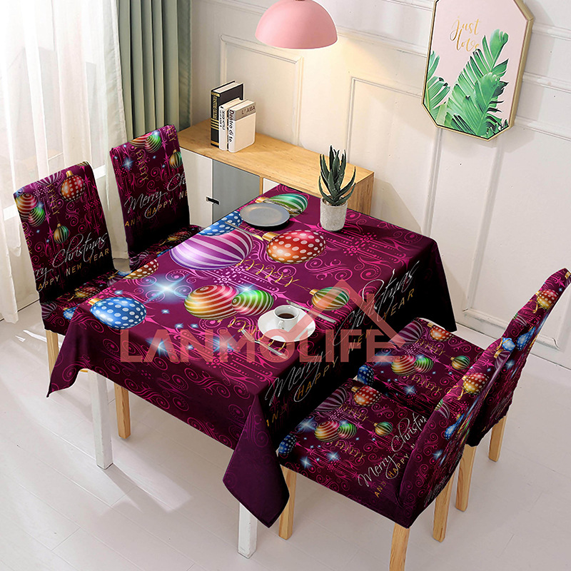 Navidad transfronteriza muñeco de nieve impresa manto de mesa decoración festiva de poliéster manto de mesa rectangular manto de mesa a prueba de polvo mayorista