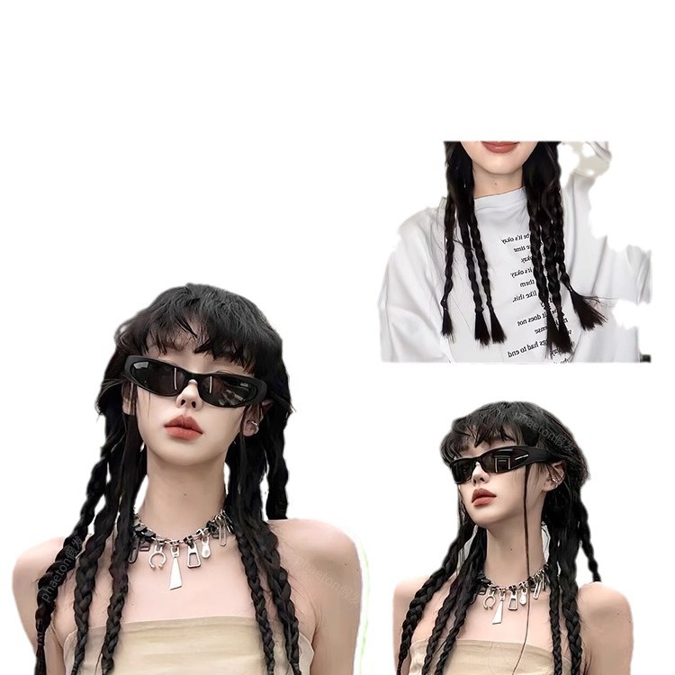 Connie Wig Braid Ponytail Sweet Cool Sexy Girl Boxing Braid Може да се завърже Западна фалшива коса Двойна конска опашка Синтетична