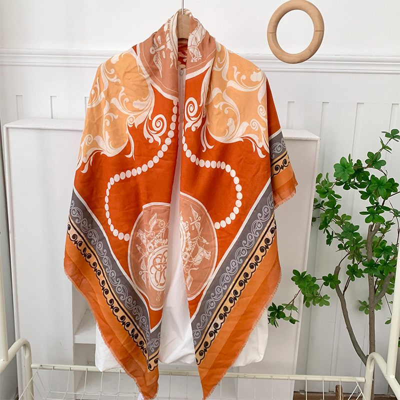 Bufanda de seda, bufanda cuadrada, sensación de alta calidad, estilo bohemio, multiusos, todo fósforo, bufanda, bufanda, pañuelo en la cabeza, chal exterior