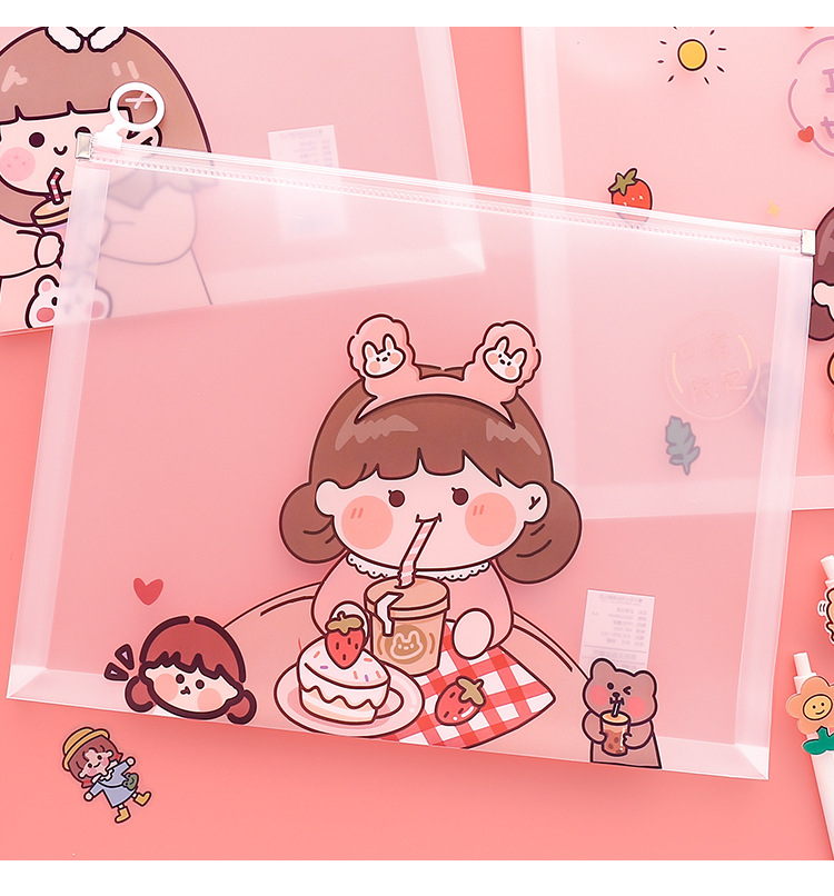 Cute Transparent Large Capacity Portable File Bag