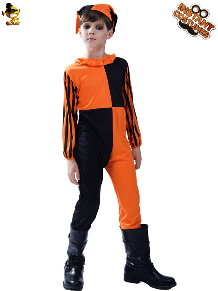 Niño de Halloween los niños europeos y americanos horror malvado payaso papel rendimiento traje Cosplay