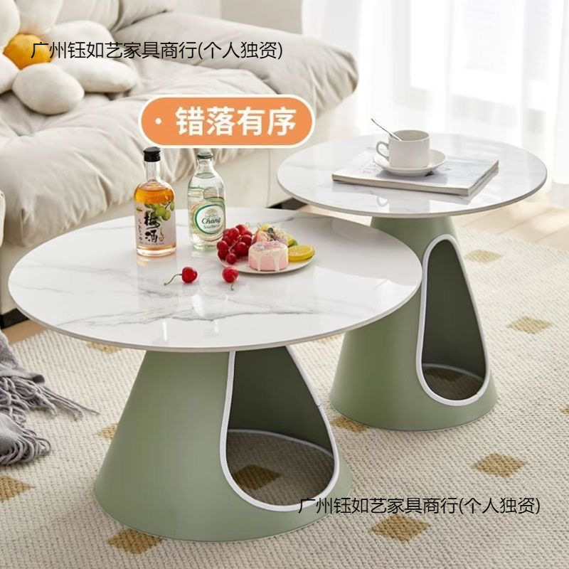 极简茶桌装组合岩板茶机现代简约圆形小户型茶几客厅家用客厅桌|undefined