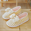 Comfortable footwear for pregnant, non-slip cotton slippers with bow platform, Korean style