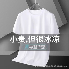 夏季莫代尔冰丝薄款白色短袖男士T恤纯色半袖男款打底衫2025体恤