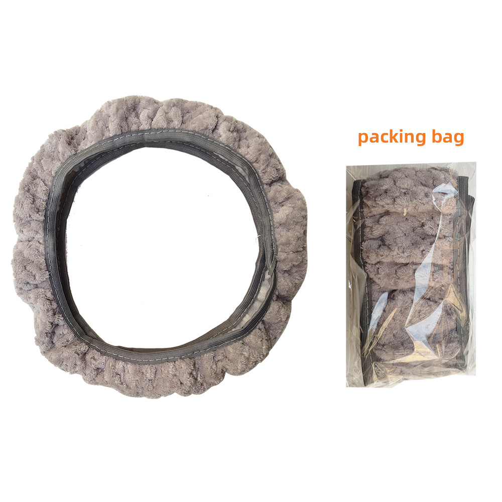 Cubierta del volante del coche de felpa corta invierno pequeño terciopelo sin anillo interior banda elástica cubierta de la manija transfronteriza AliExpress Amazon