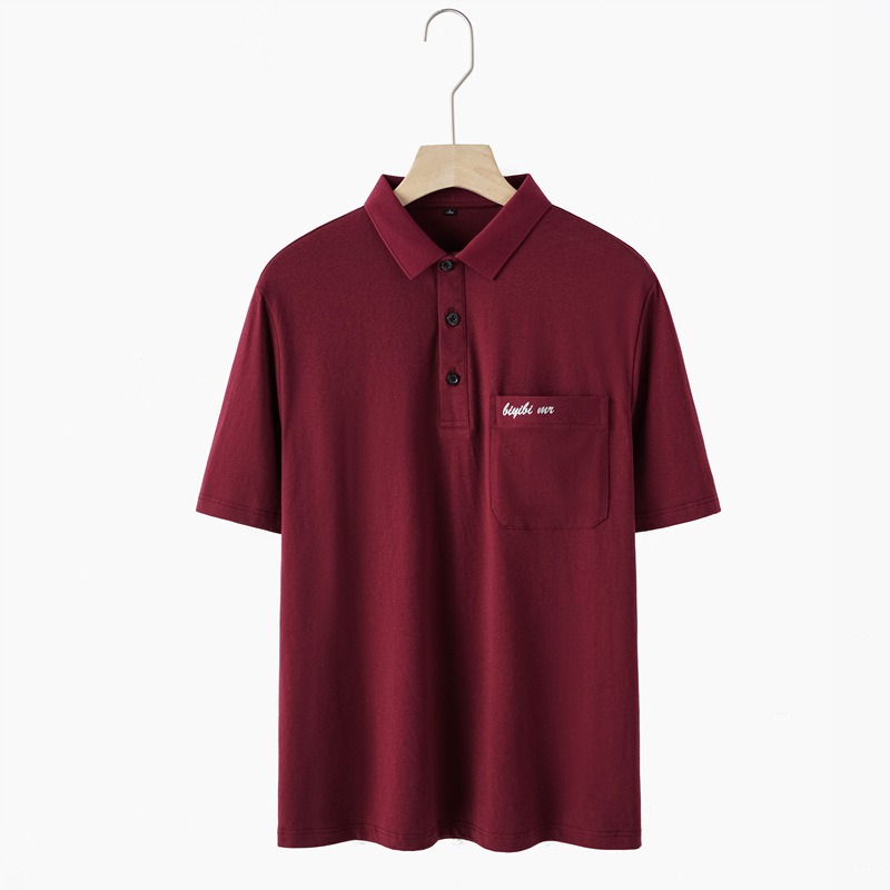 中年男性半袖純綿tシャツ夏poloシャツ吸汗通気性パパカジュアル上着ラペルtシャツ|undefined