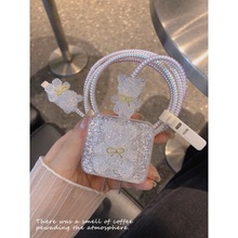 立体奢华闪钻小熊适用苹果15promax充电器保护套硅胶保护壳iphone