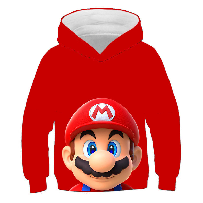 Mario 3D Digital Printing Popular Game Peripheral Sweatshirt Cartoon Casual Children's Clothing Hooded Sweatshirt for Men and Women