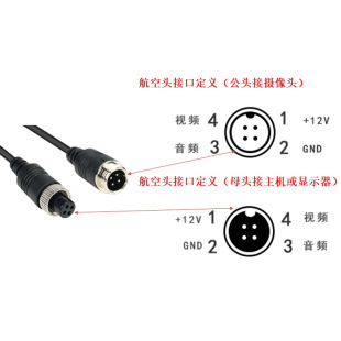 Vehicle surveillance video extension aviation headband triggers M12 truck four-way double shielding control line 1 m -30 m