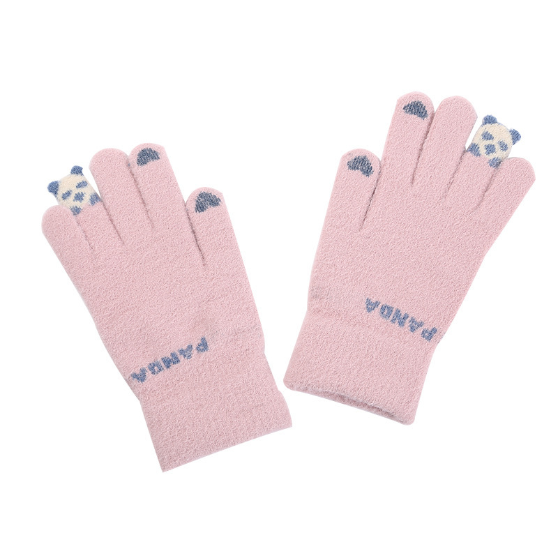 冬のぬいぐるみ手袋防寒ニット手袋卸売り秋冬女子かわいいタッチパネル学生自転車保温手袋|undefined