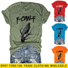 亚马逊ebay独立站时髦个性女士新品f-caw-f老鹰印花圆领短袖T恤衫