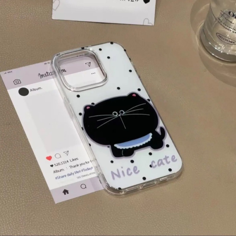 大きな顔水玉猫 IMD 二層猫ブレスレット Apple 16ProMax 携帯電話ケース iPhone15 新しい 13/14|undefined