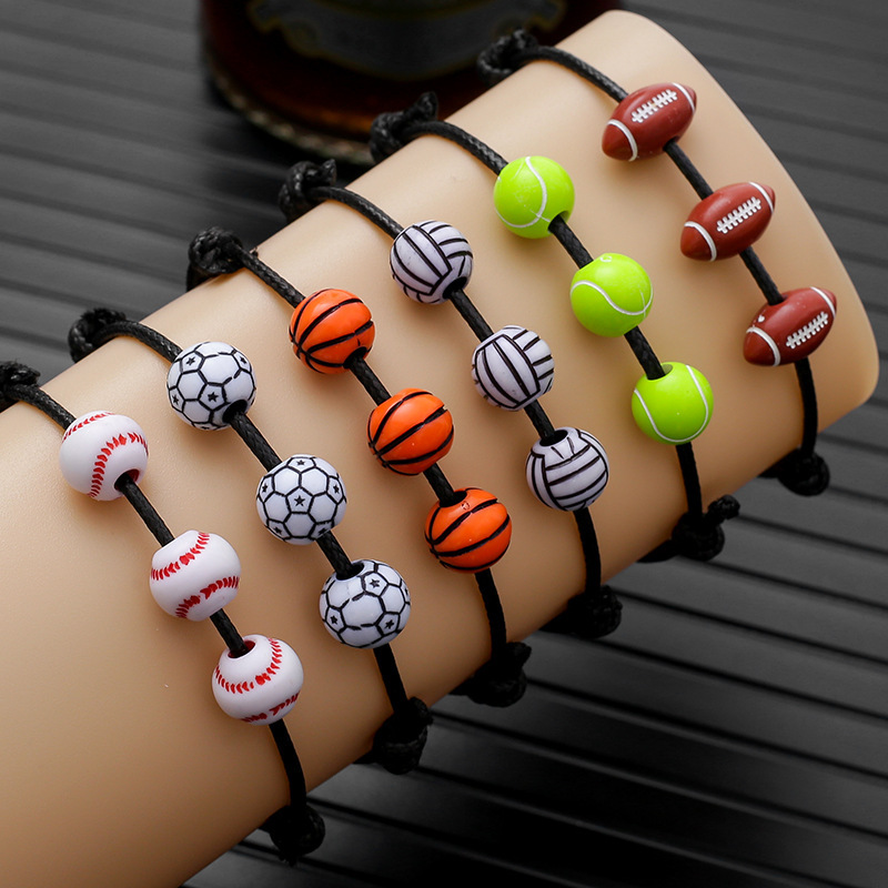 Hand-woven Wax Line Basketball Football Volleyball Tennis Sports Bracelet Amazon Children Outdoor Sports Hand Rope