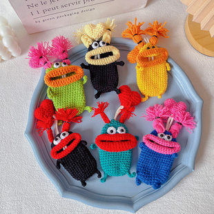 Cute car keys, woven key bag handmade, funny doll, pendant