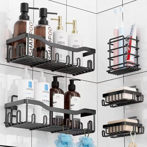 Bathroom shelf, wall-mounted bathroom shelf, no drilling bathroom toothbrush holder, shower shelf, storage rack