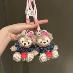 ダッフィーベアぬいぐるみかわいいシャーリーローズ車のキーホルダーバッグペンダントガールギフト