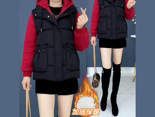 Fake Two-piece Fashionable Hooded Cotton-padded Clothes Women's 2024 Winter New Casual Stitching Mother's All-match Coat Cotton-padded Clothes