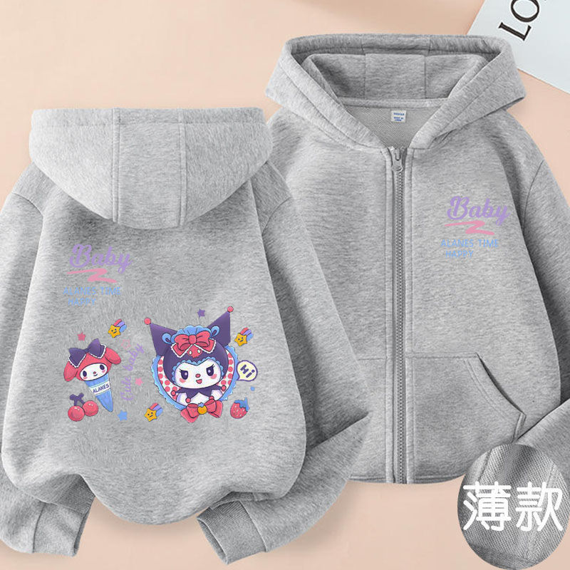 Parent-Child Outfit Mother-Daughter Autumn Jacket for Girls, Kuromi Zipper Hooded Sweatshirt with Fleece, Thickened Cardigan Sweatshirt Trendy Parent-Child Outfit Mother-Daughter Autumn Jacket for Girls, Kuromi Zipper Hooded Sweatshirt with Fleece, Thickened Cardigan Sweatshirt Trendy
