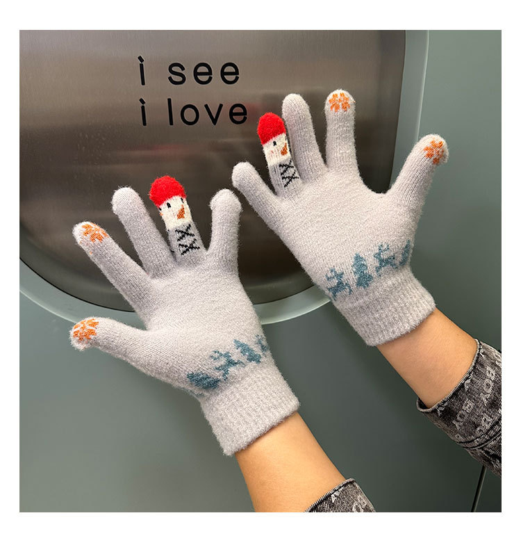 Women'S Gender Nylon Fabric Fashion Style Women'S Fashion Snowman Gloves