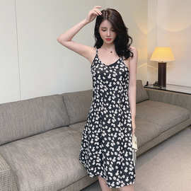 小雏菊碎花雪纺连衣裙仙女法式裙子超仙森系吊带仙女连衣裙薄款