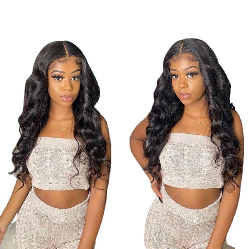 Front lace mid-length big wave curly hair headgear European and American fashion wig headgear front lace hot style