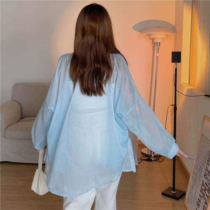 112g Weight Long Sleeve Sleeve Length Single Breasted Placket Type Shirtsleeve Sleeve Type Polyester, Chiffon Fabric Type Regular Top Length Cardigan Tops Type Holiday Occasion Shirt Collar Neckline Loose Fit Type Solid Color Pattern Summer, Spring Season Women's Gender Casual Style Wholesale Women's Casual Solid Color Long Sleeve Blouses 71
