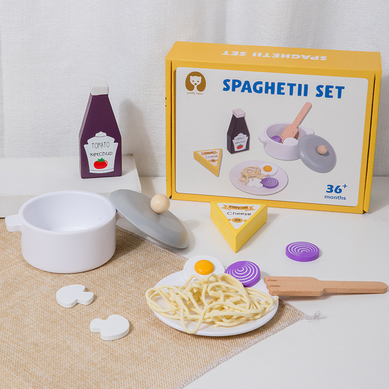 Los niños de simulación de pasta de cocina entre padres e hijos de simulación creativa interactiva utensilios de cocina juguetes de madera traje