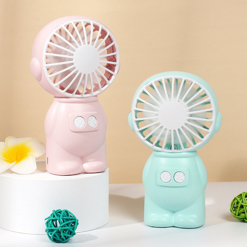 Portable astronaut office desktop small fan USB charging student with night light silent office vertical fan