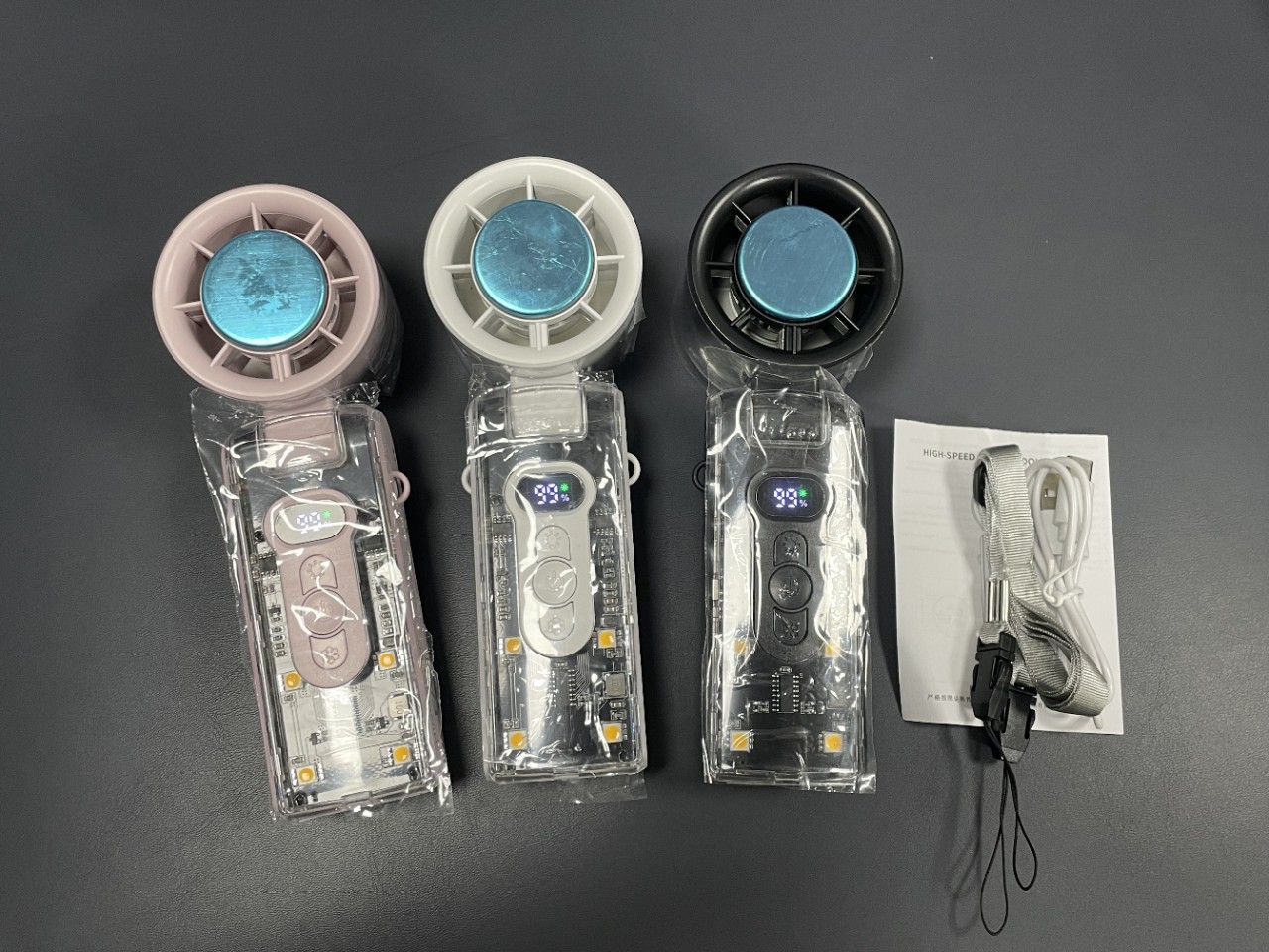 新款制冷冰敷风扇透明机甲风迷你便携USB充电大风力手持数显风扇