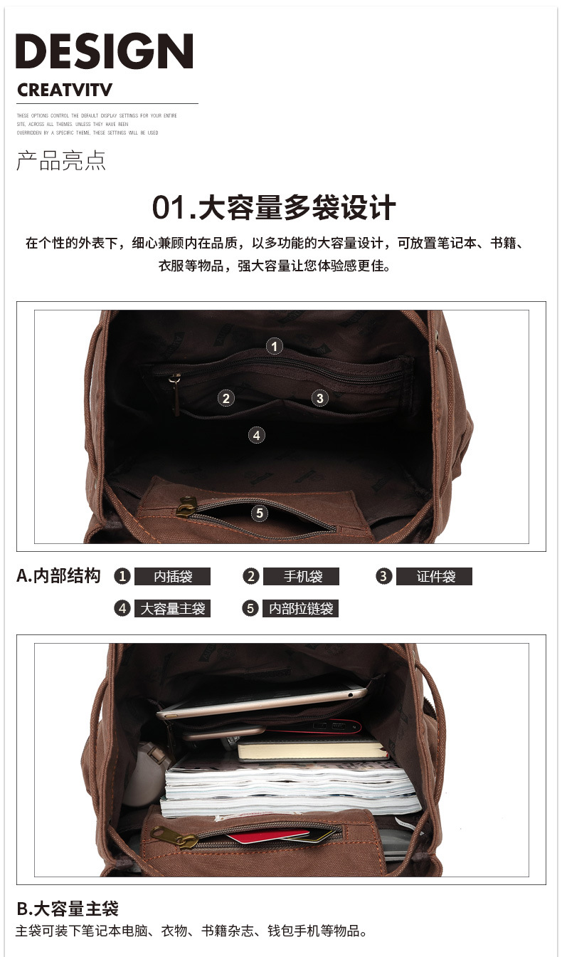 Amazon Best-Selling Vintage Double Shoulder Backpack Men's Laptop Travel Bag Trendy Fashion Unisex Backpack In Stock