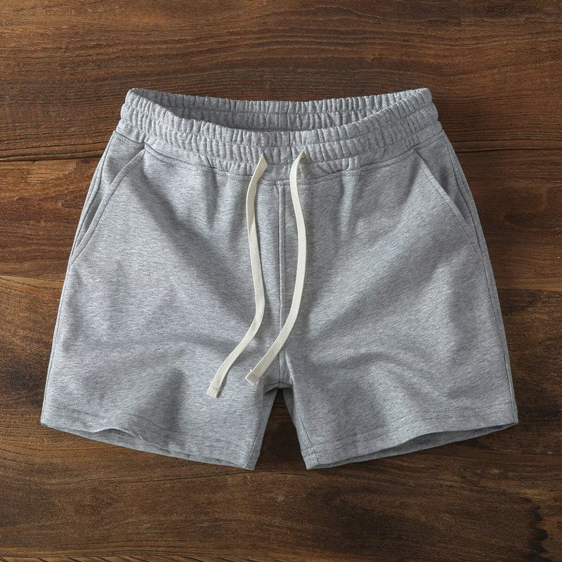 Men's Summer Cotton Sports Shorts for Fitness Training, Casual Gray American-Style Basketball Shorts for Men, Cross-Border