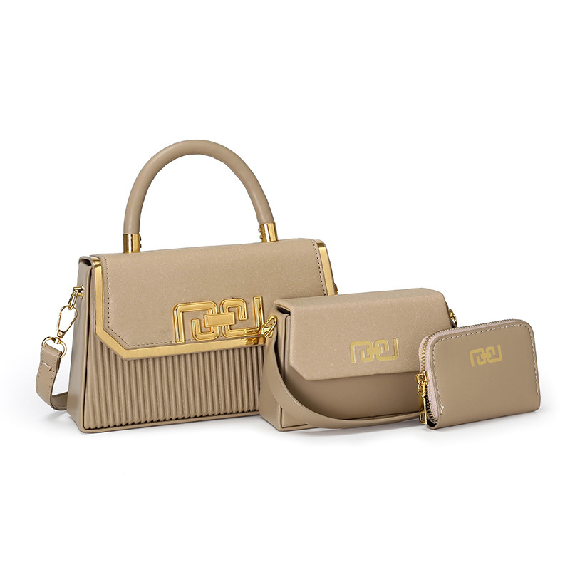 Cross-border large-capacity three-piece box bag set for women, 2026 new fashion and stylish handbag, retro shoulder bag, and crossbody bag