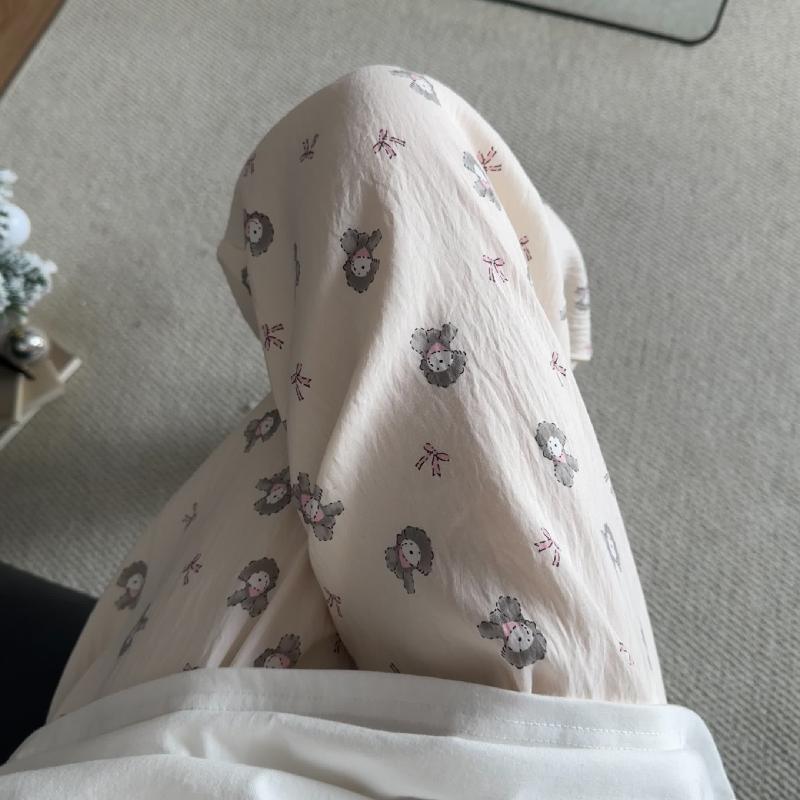 Primavera y verano · Pantalones de pijama casuales para mujeres pantalones a prueba de mosquitos rojos en línea 2025 nuevos pantalones caseros para llevar