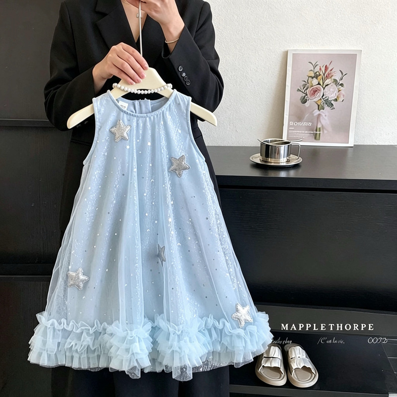 Girls' Princess Dress Summer 2026 New Style Beautiful and Stylish White Dress for Girls with Butterfly Wings