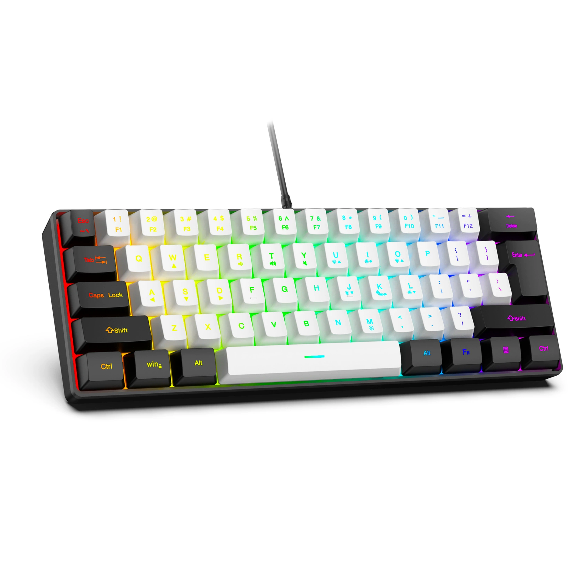 Набор клавиатура G61 — 61-клавишная механическая RGB проводная USB-клавиатура с мышью, ABS-пластик, белая/чёрная