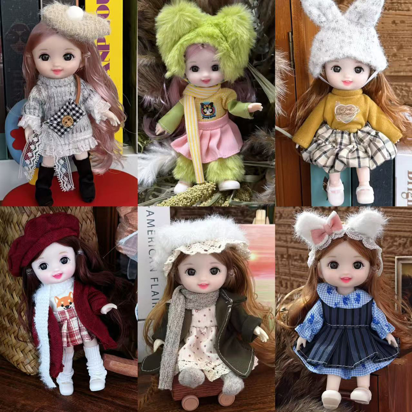 17cm Cute Doll 8-Point Doll Little Girl Play House Vinyl Barbie Doll Children's Day Birthday Gift