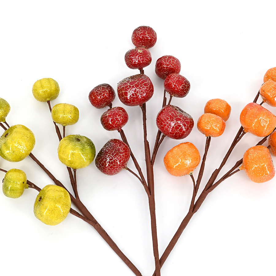 Envío Gratis, calabaza de nueve cabezas de tres puntas, manojo de polvo de oro, flor artificial para el hogar, Navidad, evento de Halloween, accesorios de calabaza