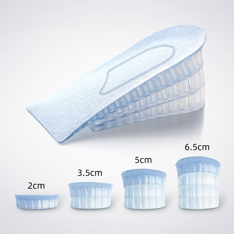 2- 6cm Silicone Inner Heightening Insole, Winter Invisible Non-Tiring Half-Pad for Men and Women, Sports Shock-Absorbing Heightening Insole