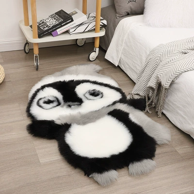 Bedside Blanket Plush Carpet, Car Carpet - penguin-imitation-wool-about-6092cm