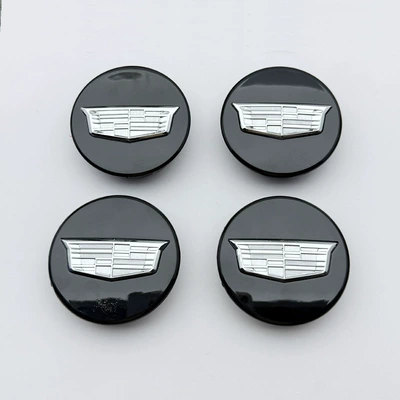 Car logo | 67mm - four-convex-black-background-silver-labels-67mm