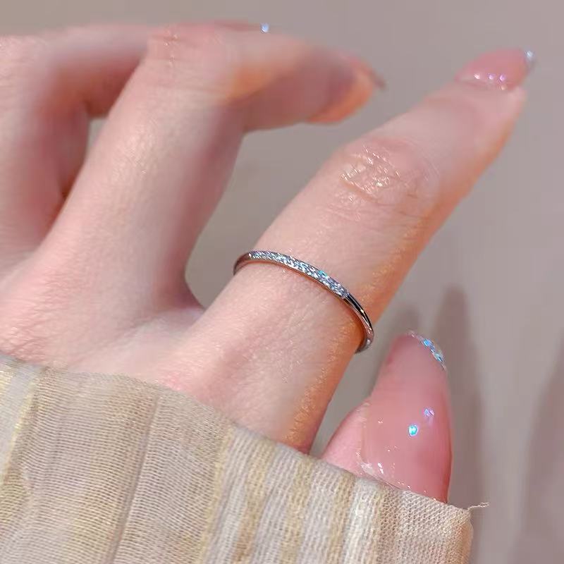 Steel Color Eight Diamond Coil Ring