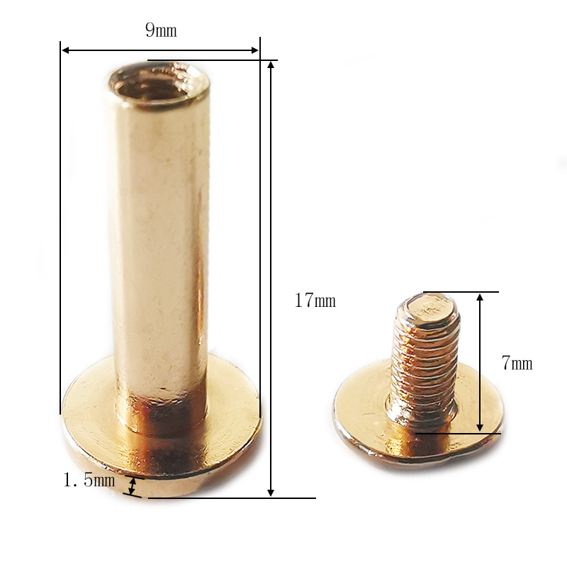 Clavo del libro de cuentas, cerradura de par de niño y madre dorado, tornillo de una palabra, álbum de fotos, calendario de escritorio, receta, par de remaches de niño y madre, tachuelas de cuero
