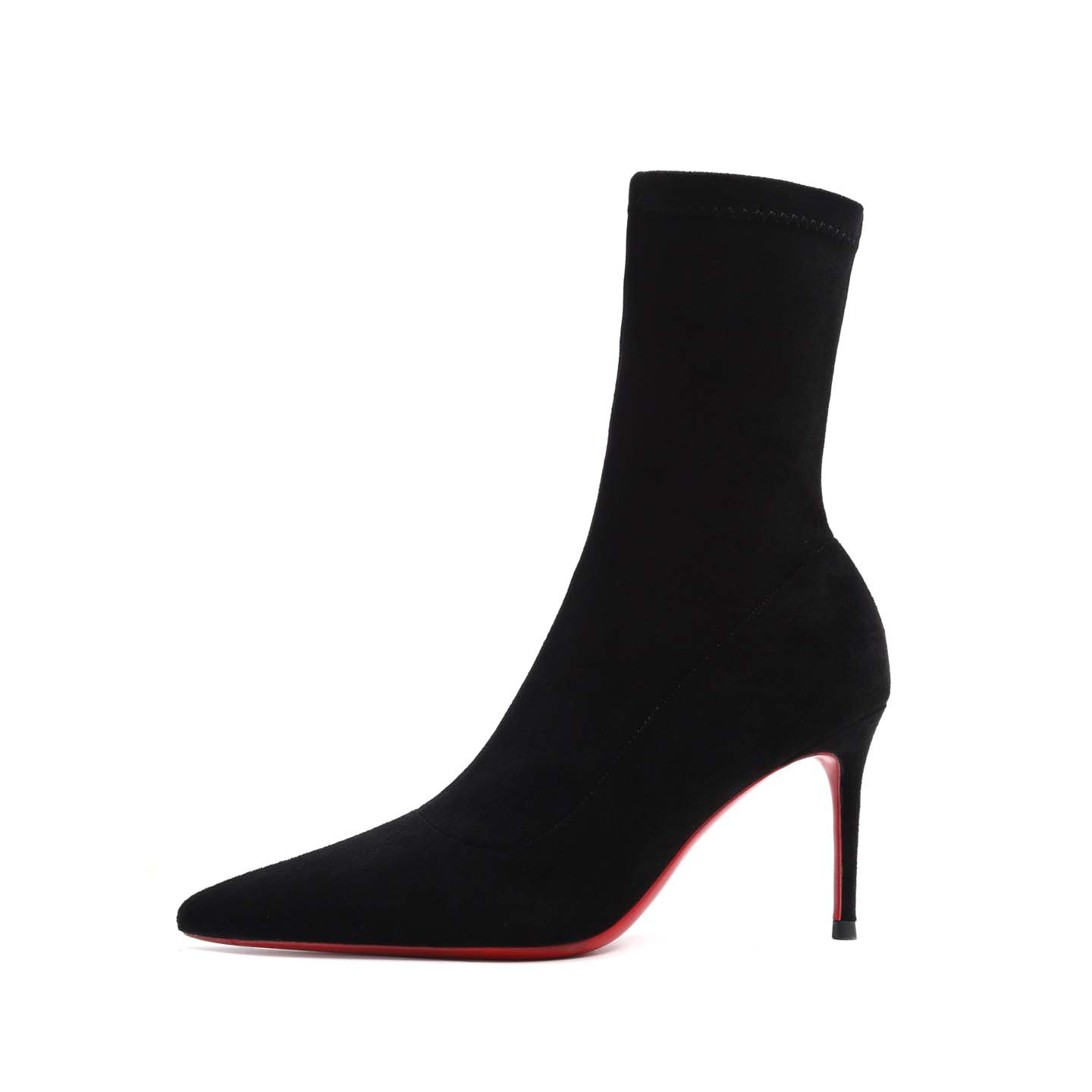 Schwarze Damen Stiefeletten Mit Stretch-schaft Und Pfennigabsatz_voghion.com