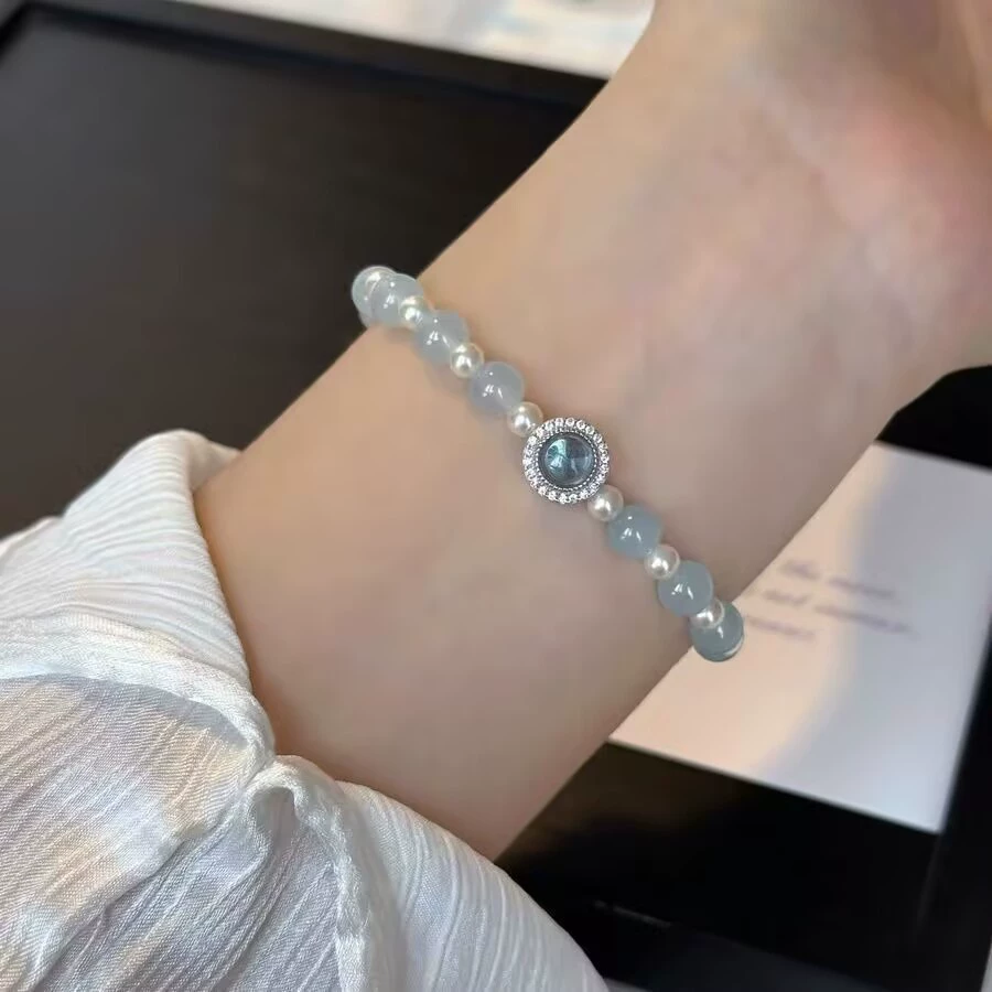 Браслет из жемчага дизайнерский Sapphire бренд, стиль легкой роскоши, качественный стиль, подарок на день рождения