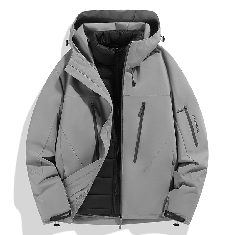 鳥家同型ジャケット、カスタムロゴ刺繍入り、3in1登山服、防風防水、裏起毛ジャケット、男女兼用|undefined