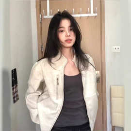 韩版hiphop复古立领卫衣女春秋宽松oversize独特休闲百搭开衫外套