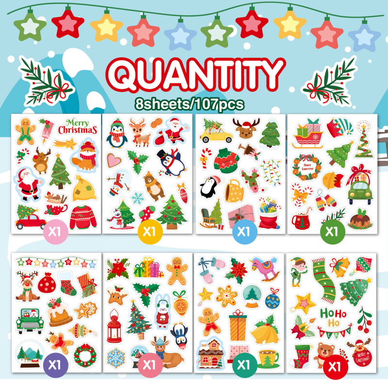 クロスボーダークリスマスステッカー子供の漫画 diy ハンドブック水カップクリスマスギフト装飾用品クリスマスステッカー|undefined