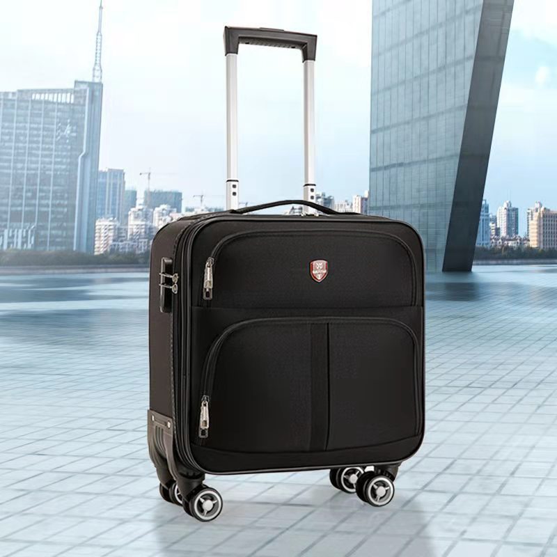 18inch Carry-On Small Suitcase for Short Trips, Password Lock Suitcase, Trolley Case for Girls, Leather Suitcase for Boys, 16-Inch Airplane Wheels