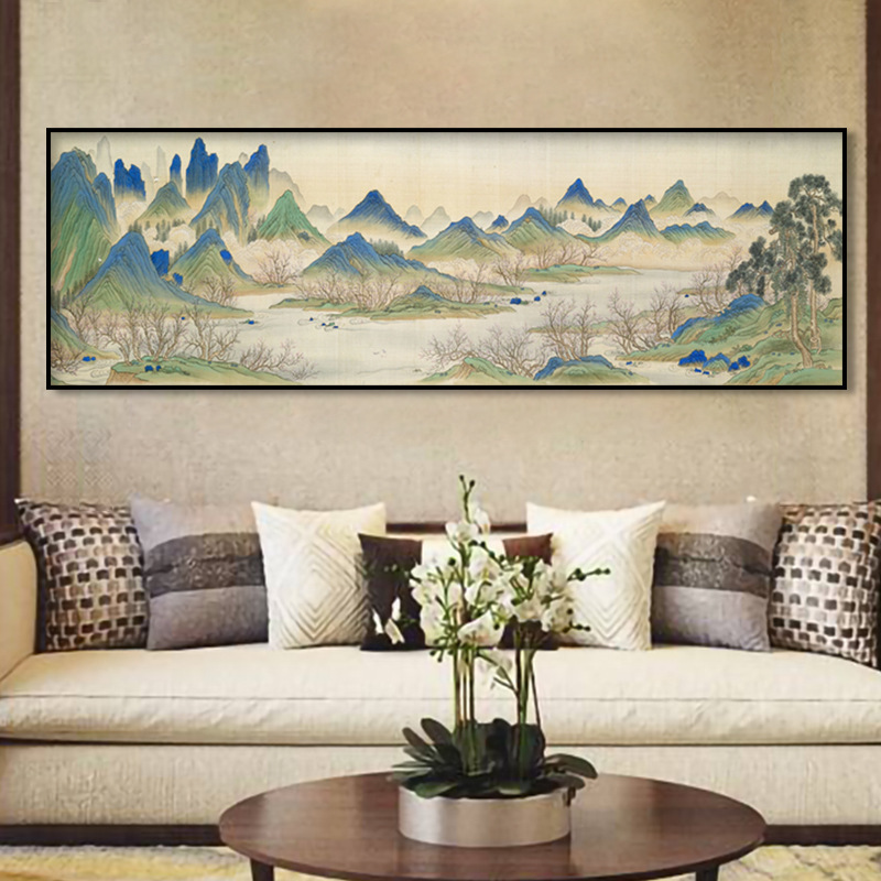 New Chinese-Style Living Room Decorative Painting, Purely Hand-Painted Thousand-Mile Landscape Oil Painting, Landscape Wall Hanging Painting, Only This Green Landscape Painting New Chinese-Style Living Room Decorative Painting, Purely Hand-Painted Thousand-Mile Landscape Oil Painting, Landscape Wall Hanging Painting, Only This Green Landscape Painting